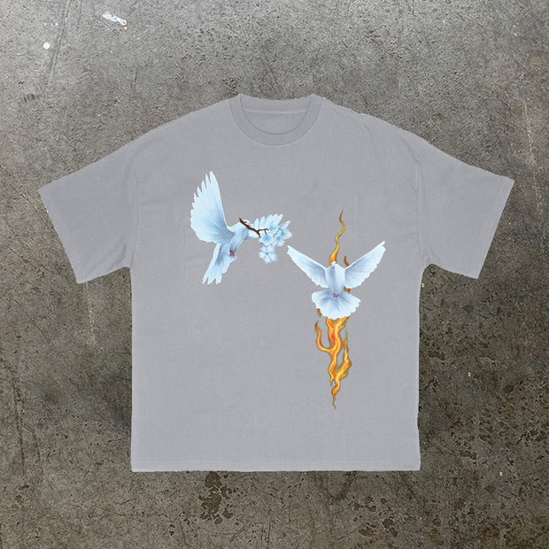 flame dove print vintage T-shirt
