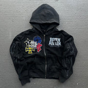 Born Again Print Long Sleeve Zipper Hoodies