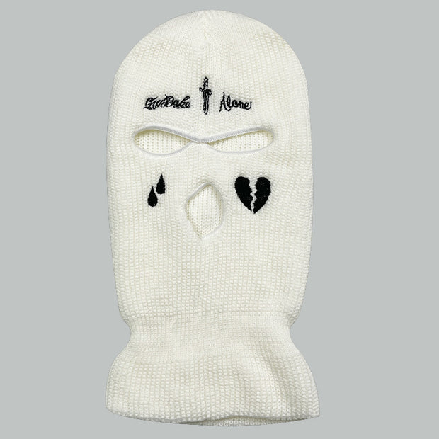 Cross broken heart knitted three hole hat