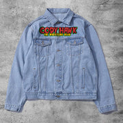 Casual vintage green giant denim jacket