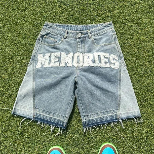 Cross casual street stitching short denim