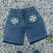 Cross casual street stitching short denim