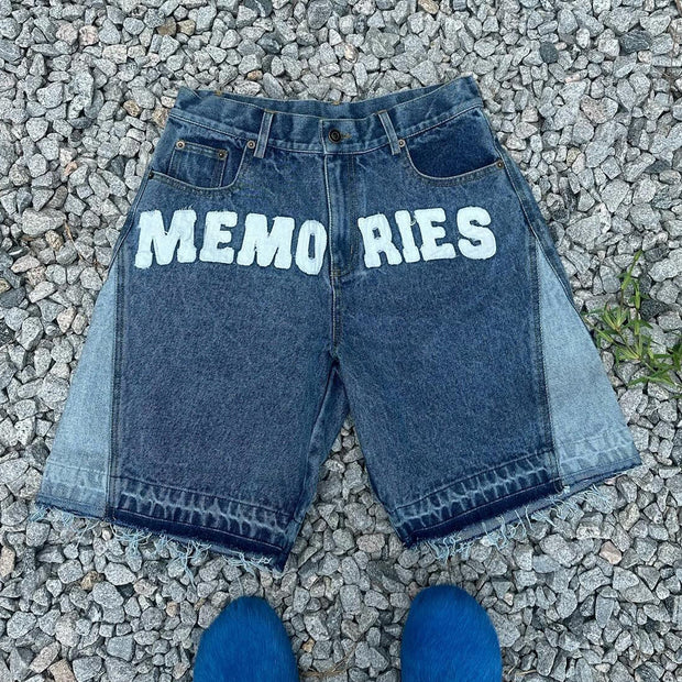 Cross casual street stitching short denim