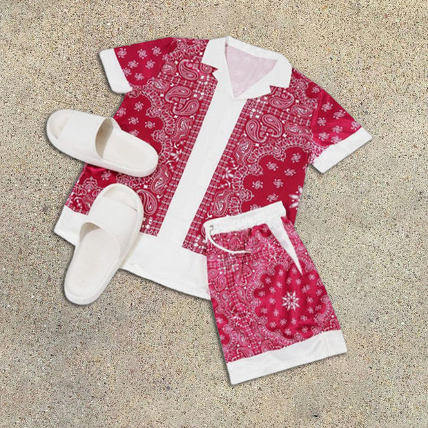 Paisley Print Short Sleeve Shirt Set