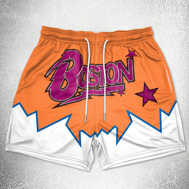 Retro Hip Hop Trend Print Track Shorts