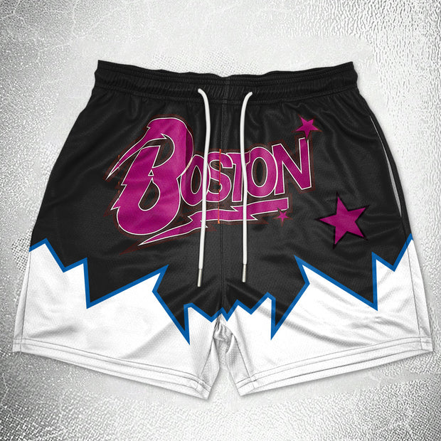 Retro Hip Hop Trend Print Track Shorts