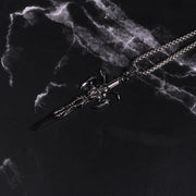 Titanium steel skull demon sword necklace