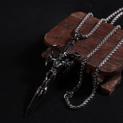 Titanium steel skull demon sword necklace