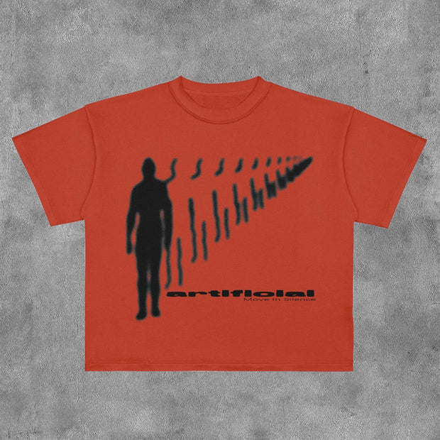 Fashion Move In Silence Print Short Sleeve T-Shirt