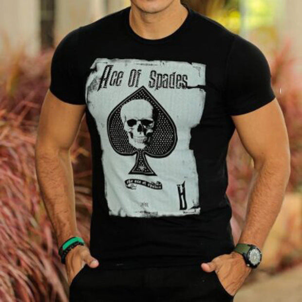 Casual round neck short sleeve digital print pullover men's T-shirt