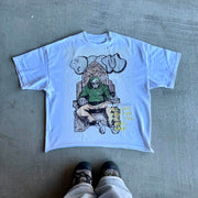 Fashionable personalized curled round neck T-shirt