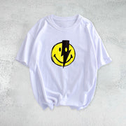 Lightning smile print short-sleeved T-shirt