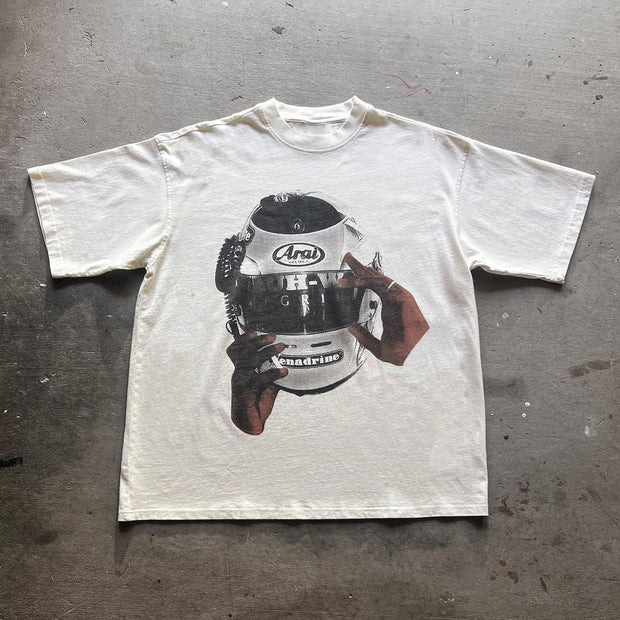 Casual Racing Print Short Sleeve T-Shirt