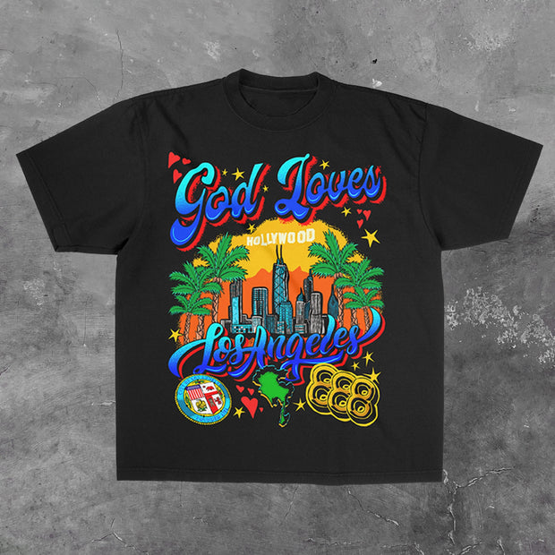 God Loves Los Angeles printed T-shirt