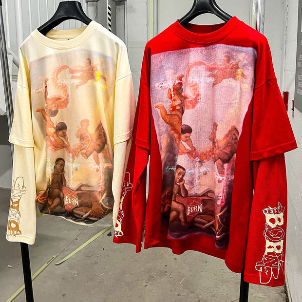 Son of God fake two-piece casual street long-sleeved T-shirt