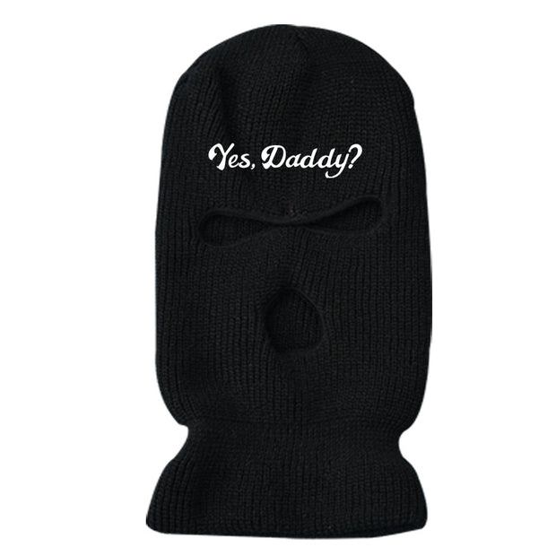 Ski mask knitted warm three-hole hat