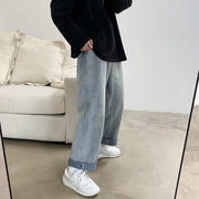 Jeans Men's Trendy Brand Hong Kong Style Loose Casual Daddy Wide Leg Pants Men's Korean Trend Striped Straight Pants