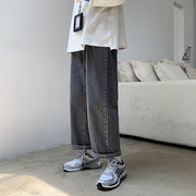 Jeans Men's Trendy Brand Hong Kong Style Loose Casual Daddy Wide Leg Pants Men's Korean Trend Striped Straight Pants