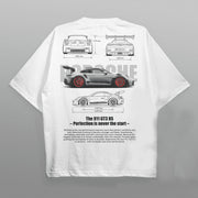 Personalized street style racing print round neck T-shirt