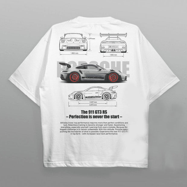 Personalized street style racing print round neck T-shirt