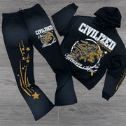 Fashion Star Print Hoodie Set