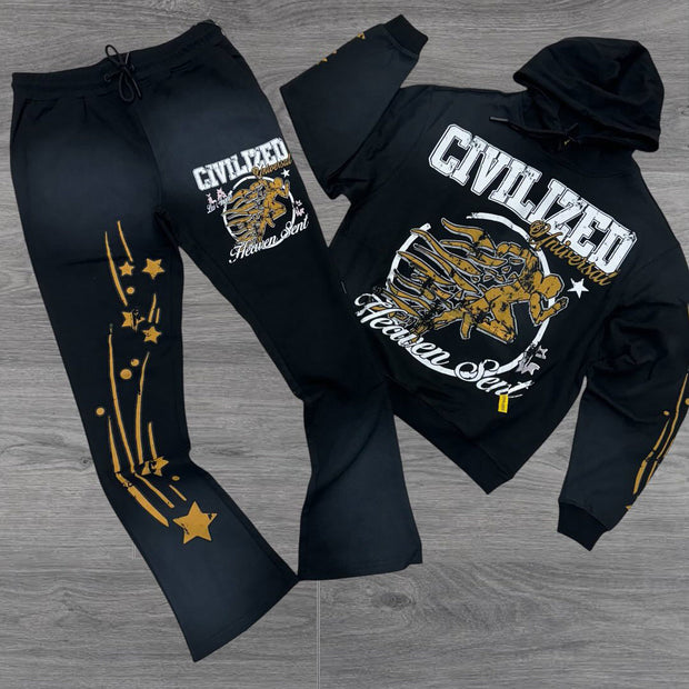 Fashion Star Print Hoodie Set