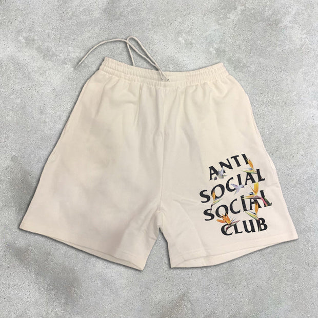 graphic print elastic shorts