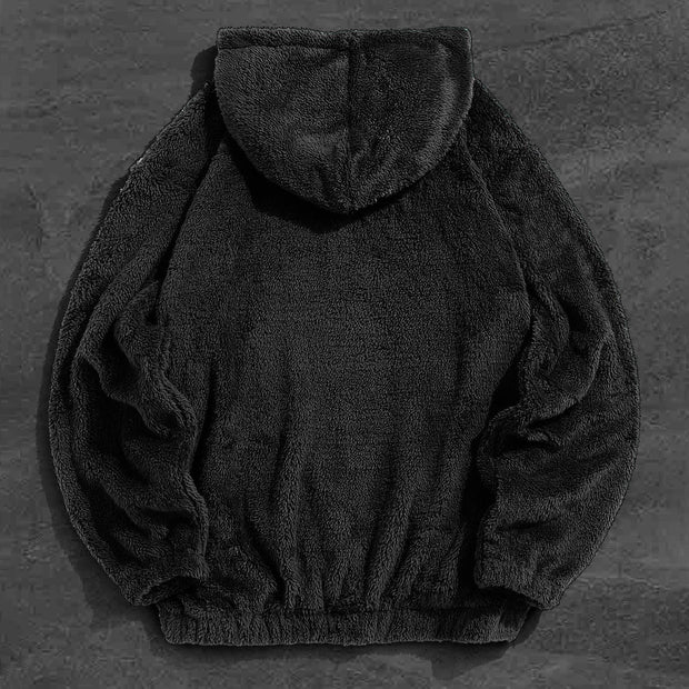 Vintage Tide Brand Print Cross Plush Hoodie