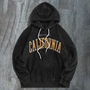 Vintage Street Print Plush Hoodie