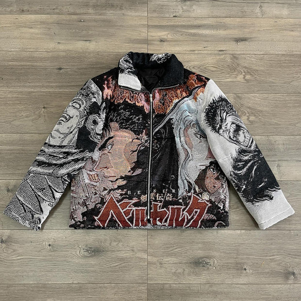 Personalized Anime Print Long Sleeve Zipped Jacket
