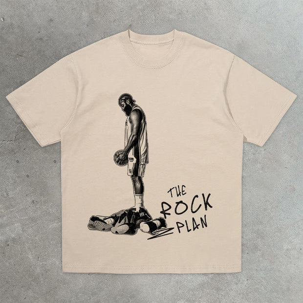Casual Retro Street Basketball Print T-Shirt