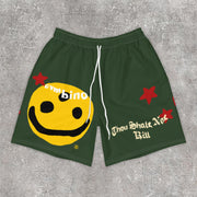 Fashion Smiley Print Sports Shorts