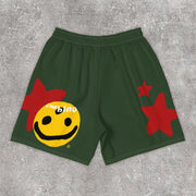 Fashion Smiley Print Sports Shorts