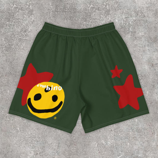 Fashion Smiley Print Sports Shorts