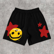 Fashion Smiley Print Sports Shorts