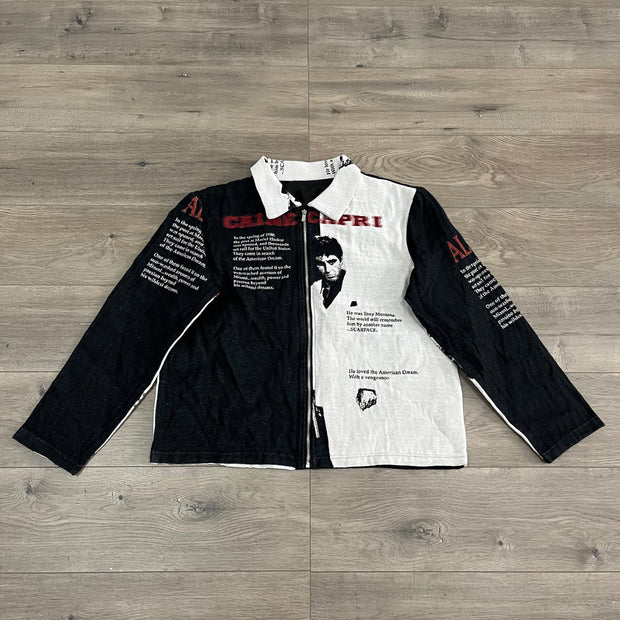 Scarface Print Long Sleeve Zipped Jacket
