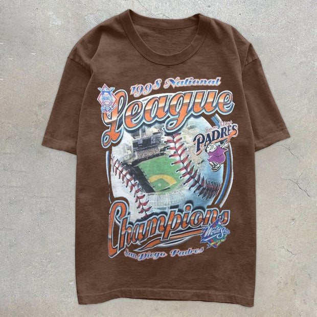 Trendy Brand Print Casual Retro Short Sleeve T-Shirt