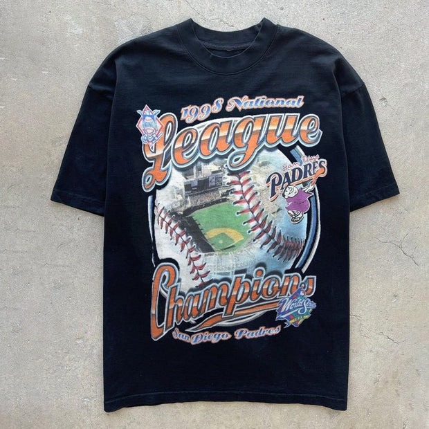 Trendy Brand Print Casual Retro Short Sleeve T-Shirt