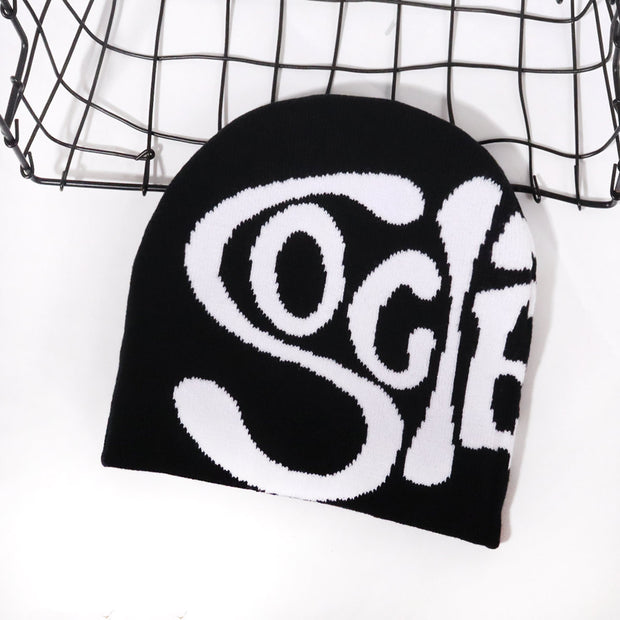 Personalized all-match SOG letter jacquard knitted hat