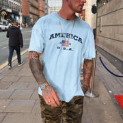 Fashion casual college style letter print T-shirt