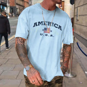 Fashion casual college style letter print T-shirt