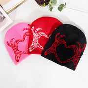 Trendy new love skull hand-painted knitted hat to keep warm