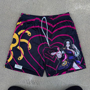 Snake Princess Print Mesh Drawstring Shorts