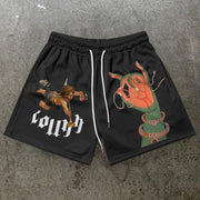 Trendy Vintage Print Casual Shorts