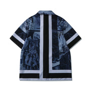 Beach Street Short Sleeve Print Vintage Shorts Shirt Set