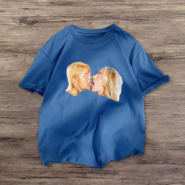 Couple Funny Print Short Sleeve T-shirt