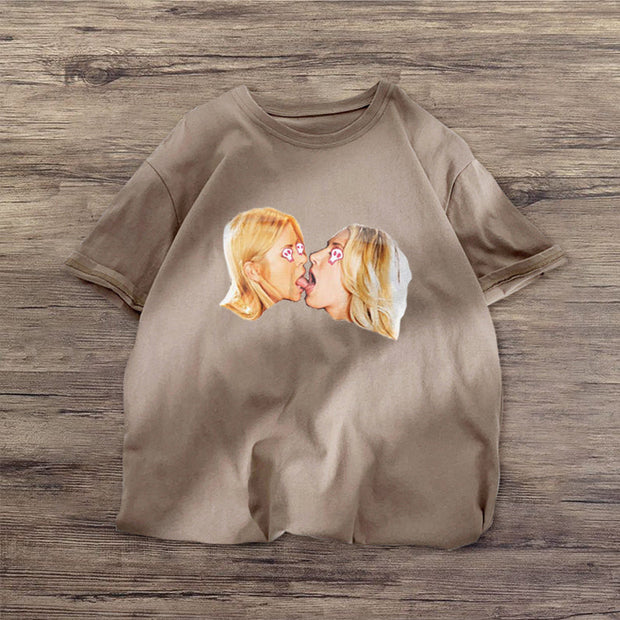 Couple Funny Print Short Sleeve T-shirt