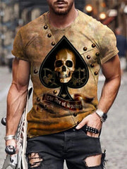 Casual round neck short sleeve digital print slim men's T-shirt