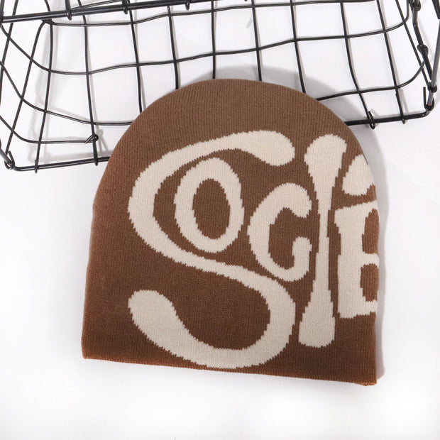 Personalized all-match SOG letter jacquard knitted hat