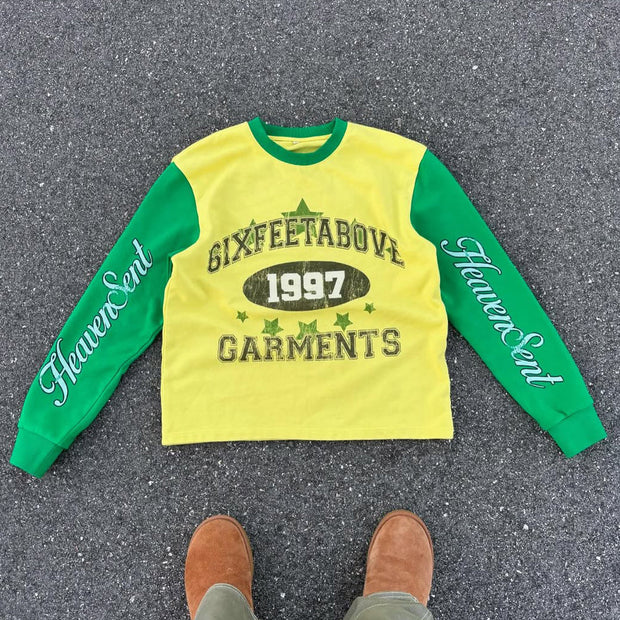 Letters Contrast Color Print Long Sleeve T-Shirt
